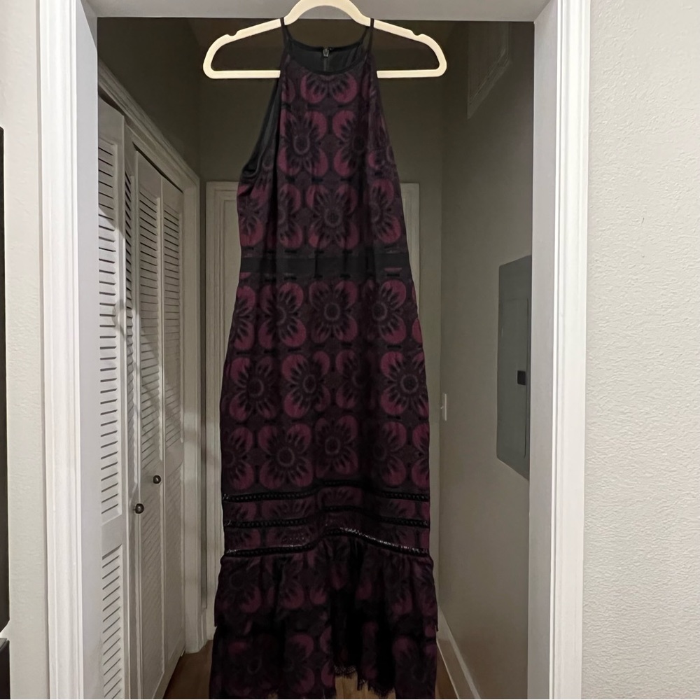 Banana Republic Maroon Black Lace dress